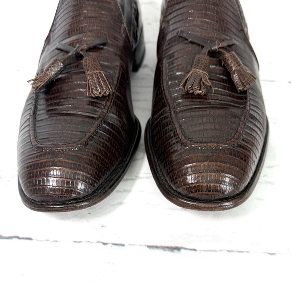 Vintage Footjoy Shoes Men\'s 10.5D Brown Tassel Loafers Lizard Leather USA Made main image 9